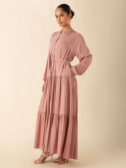 Aab Tiered Maxi Dress, Pink Multi - view 2, Pink Multi