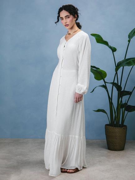 Aab Textured Maxi Dress, White, White