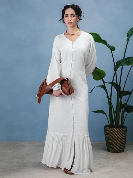 Aab Textured Maxi Dress, White - view 2, White