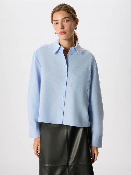 Whistles Boxy Oxford Cotton Shirt, Pale Blue, Pale Blue