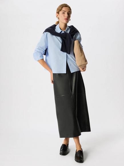 Whistles Boxy Oxford Cotton Shirt, Pale Blue - view 2, Pale Blue