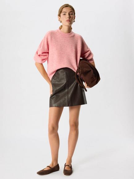 Whistles Wool Blend Curved Hem Jumper, Pink - view 2, Pink