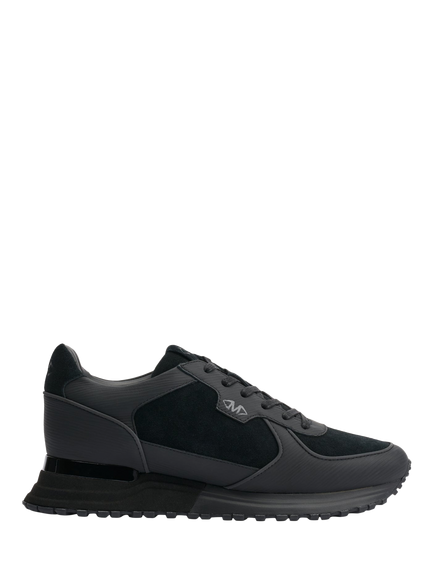 Mallet Boundary Ripple Leather Lace Up Trainers, Black