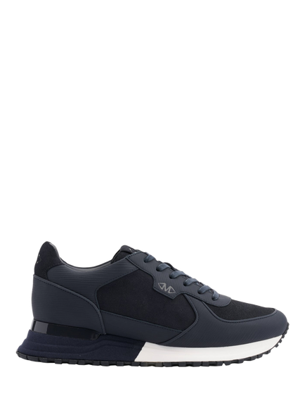 Mallet Boundary Ripple Leather Lace Up Trainers, Navy