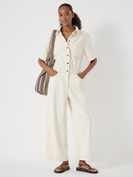 HUSH Evelyn Denim Jumpsuit, Ecru, Ecru