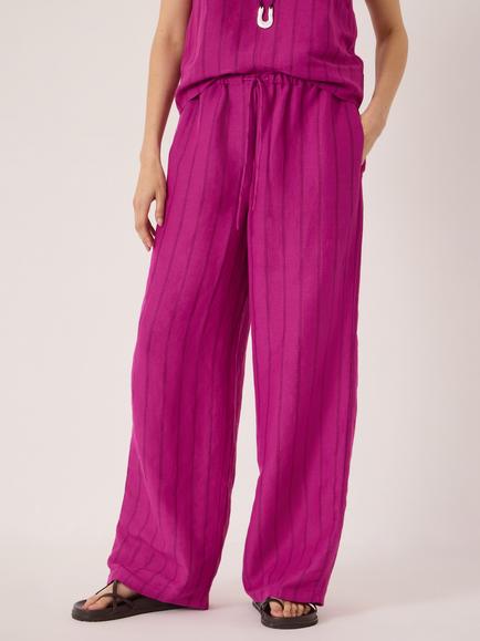HUSH Aderyn Linen Blend Trousers, Pink, Vivacious