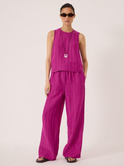 HUSH Aderyn Linen Blend Trousers, Pink - view 2, Vivacious