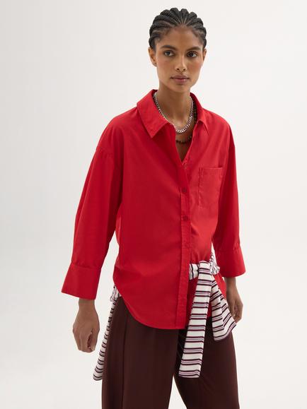 HUSH Aria Washed Cotton Shirt, Jester Red, Jester Red