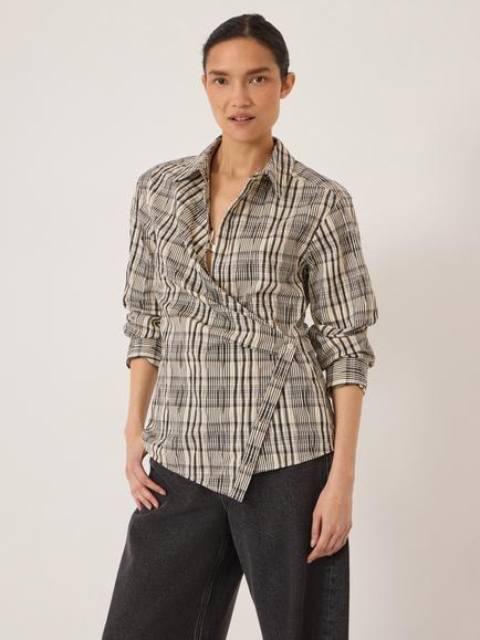HUSH Nola Wrap Shirt, Black/White, Black/White