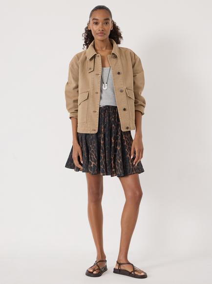 HUSH Bloom Godet Animal A-Line Mini Skirt containing LENZING™ ECOVERO™ Viscose, Natural Brown - view 2, Natural Brown