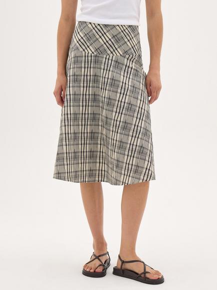 HUSH Ciel Full Check Maxi Skirt, Black/White, Black/White