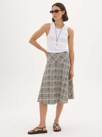 HUSH Ciel Full Check Maxi Skirt, Black/White - view 2, Black/White