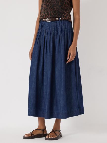 HUSH Maddie A-Line Skirt, Mid Blue, Mid Blue