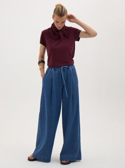 HUSH Minna Cotton Crew Neck T-Shirt, Dark Wine Red - view 2, Dark Wine Red