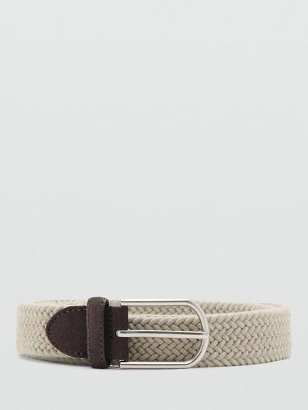 Mango Braided Belt, Khaki, Beige