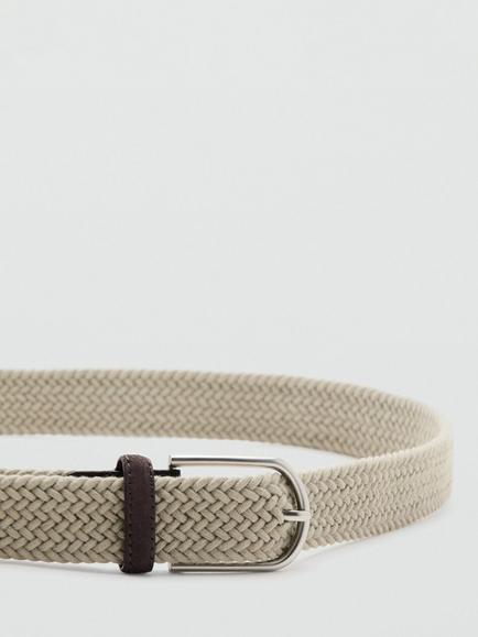 Mango Braided Belt, Khaki - view 2, Beige