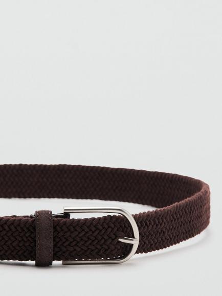 Mango Braided Belt, Khaki - view 2, Brown
