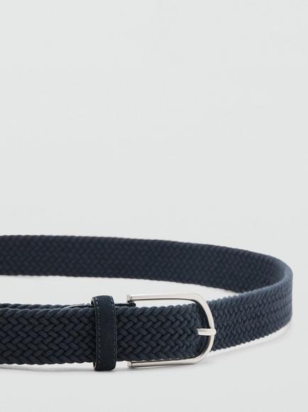 Mango Braided Belt, Khaki - view 2, Navy