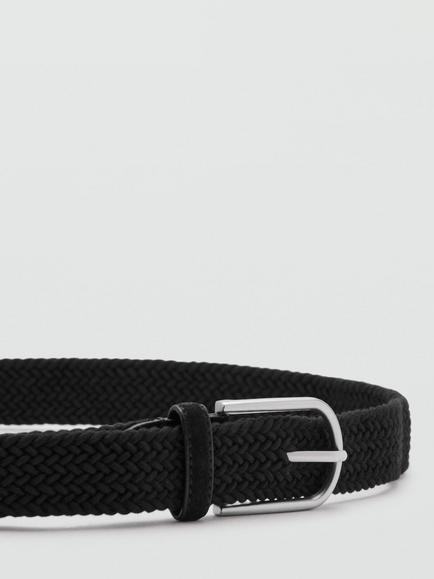 Mango Braided Belt, Khaki - view 2, Black