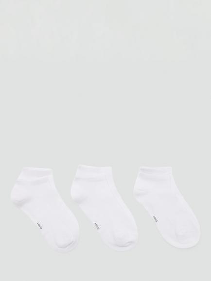 Mango Cotton Blend Socks, Pack of 3, White, White