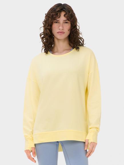 Sweaty Betty Longline Sweatshirt, Chalk Yellow, Chalk Yellow