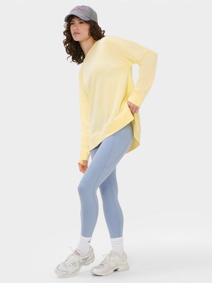 Sweaty Betty Longline Sweatshirt, Chalk Yellow - view 2, Chalk Yellow