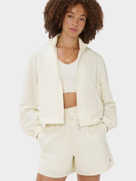 Sweaty Betty Seersucker Textured Zip Up, White, White
