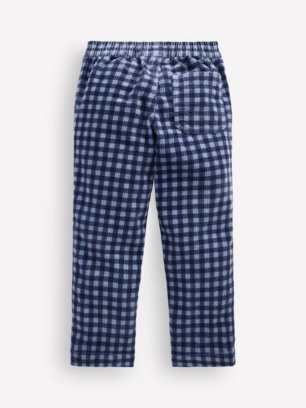 Mini Boden Kids' Pull-on Corduroy Check Trousers, Faded Blue - view 2, Faded Blue