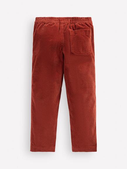 Mini Boden Kids' Pull-On Corduroy Trousers, Burnt Henna - view 2, Burnt Henna