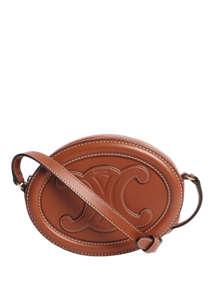 Pre-loved CELINE Triomphe Oval Crossbody Bag, Brown, Brown