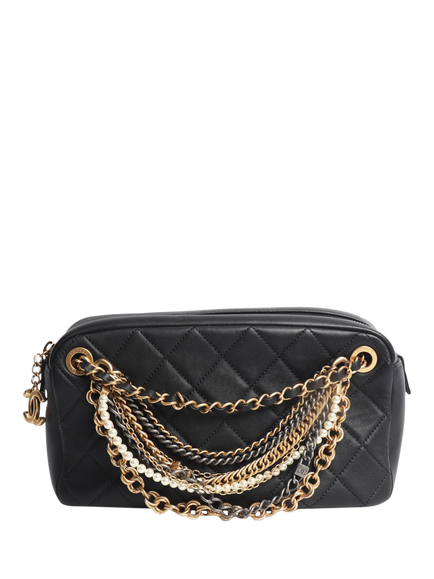 Pre-loved CHANEL 2019 All About Chains Lambskin Quilted Bag, Black, Black