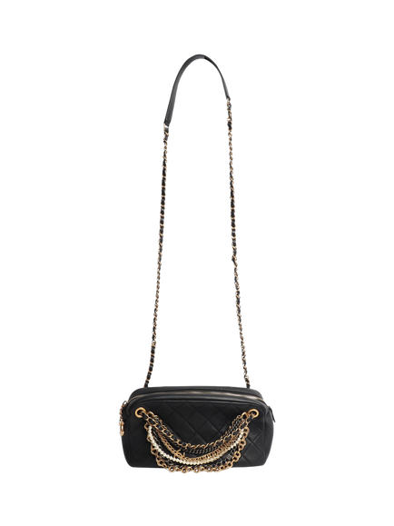 Pre-loved CHANEL 2019 All About Chains Lambskin Quilted Bag, Black - view 2, Black
