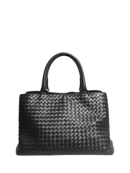 Pre-loved Bottega Veneta Intrecciato Leather Top Handle Bag, Black, Black