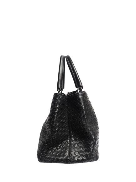 Pre-loved Bottega Veneta Intrecciato Leather Top Handle Bag, Black - view 2, Black