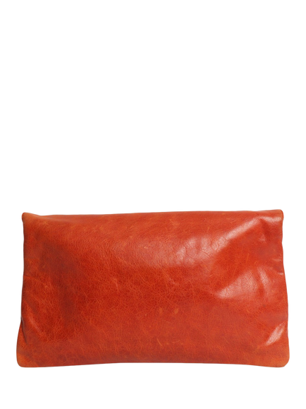 Pre-loved Balenciaga Motocross Leather Envelope Clutch Bag, Orange - view 2, Orange