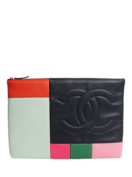 Pre-loved CHANEL 2015 Colour Block Leather Laptop Case, Multi, Multi