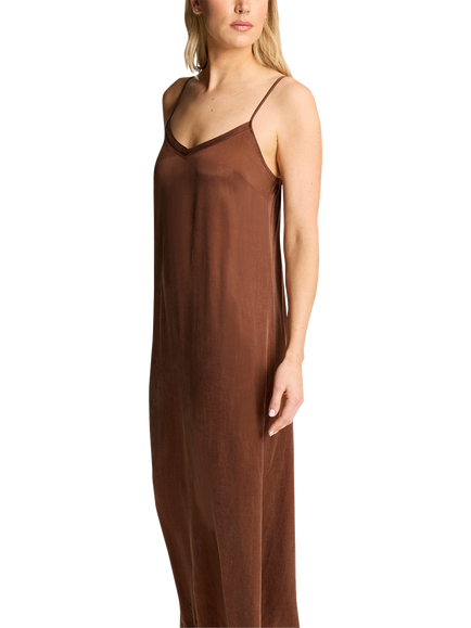 Nudea Luxe Slip Dress, Cocoa - view 2, Cocoa