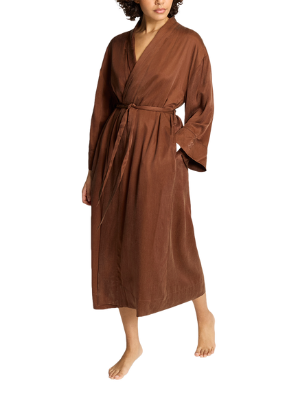 Nudea Luxe Kimono Robe, Cocoa, Cocoa