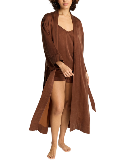 Nudea Luxe Kimono Robe, Cocoa - view 2, Cocoa