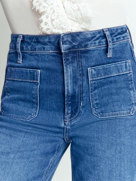 Boden Patch Pocket Flared Jeans, Midwash - view 2, Midwash