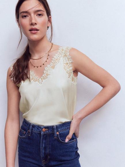 Boden Ara Silk Blend Lace Cami Top, Ivory, Ivory