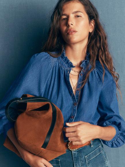 Boden Erica Cotton Denim Shirt, Mid Vintage, Mid Vintage