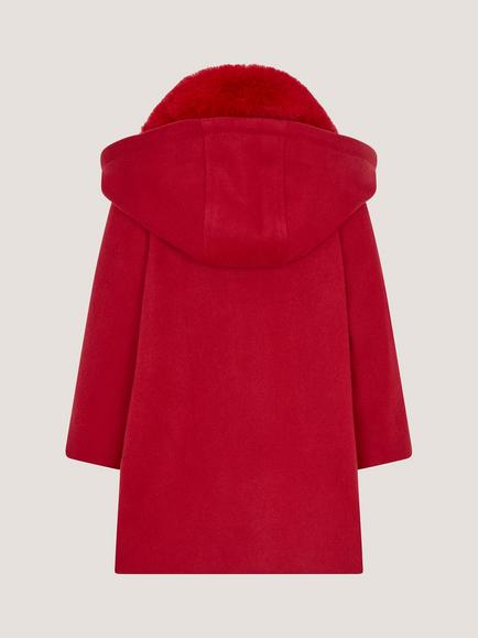 Monsoon Baby Hooded Rosette Coat, Red - view 2, Red