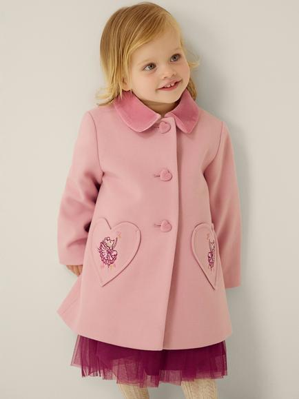 Monsoon Baby Heart Button Fairy Ballet Coat, Pink, Pink
