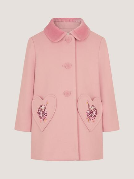 Monsoon Baby Heart Button Fairy Ballet Coat, Pink - view 2, Pink