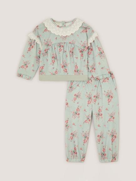 Monsoon Baby Floral Sweatshirt and Joggers Set, Green, Green