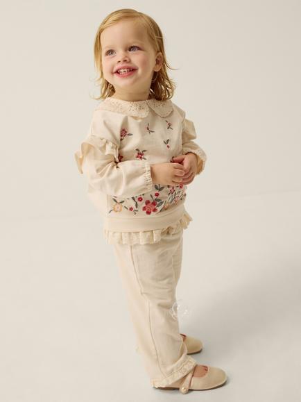 Monsoon Baby Floral Sweatshirt and Joggers Set, Cream - view 2, Cream
