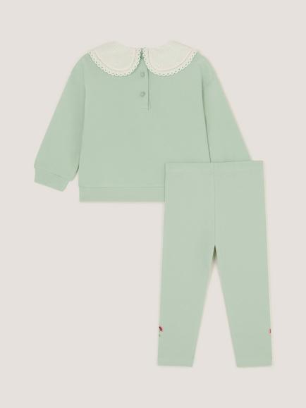 Monsoon Baby Embroidered Sweatshirt and Leggings Set, Green - view 2, Green