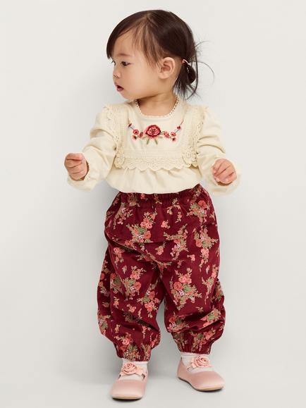Monsoon Baby Embroidered Top and Trouser Set, Cream - view 2, Cream