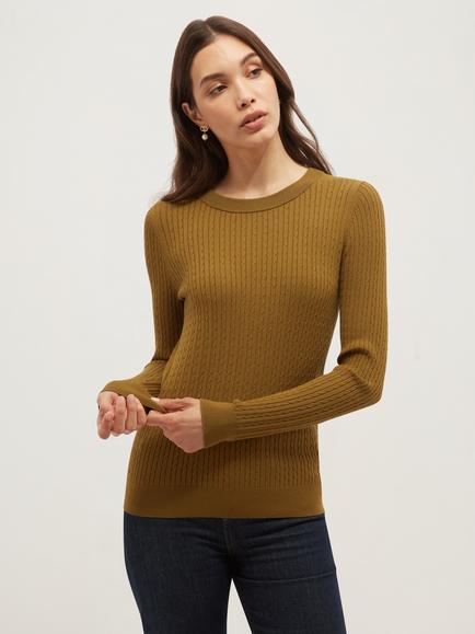 Hobbs Iris Cable Knit Jumper, Green, Green